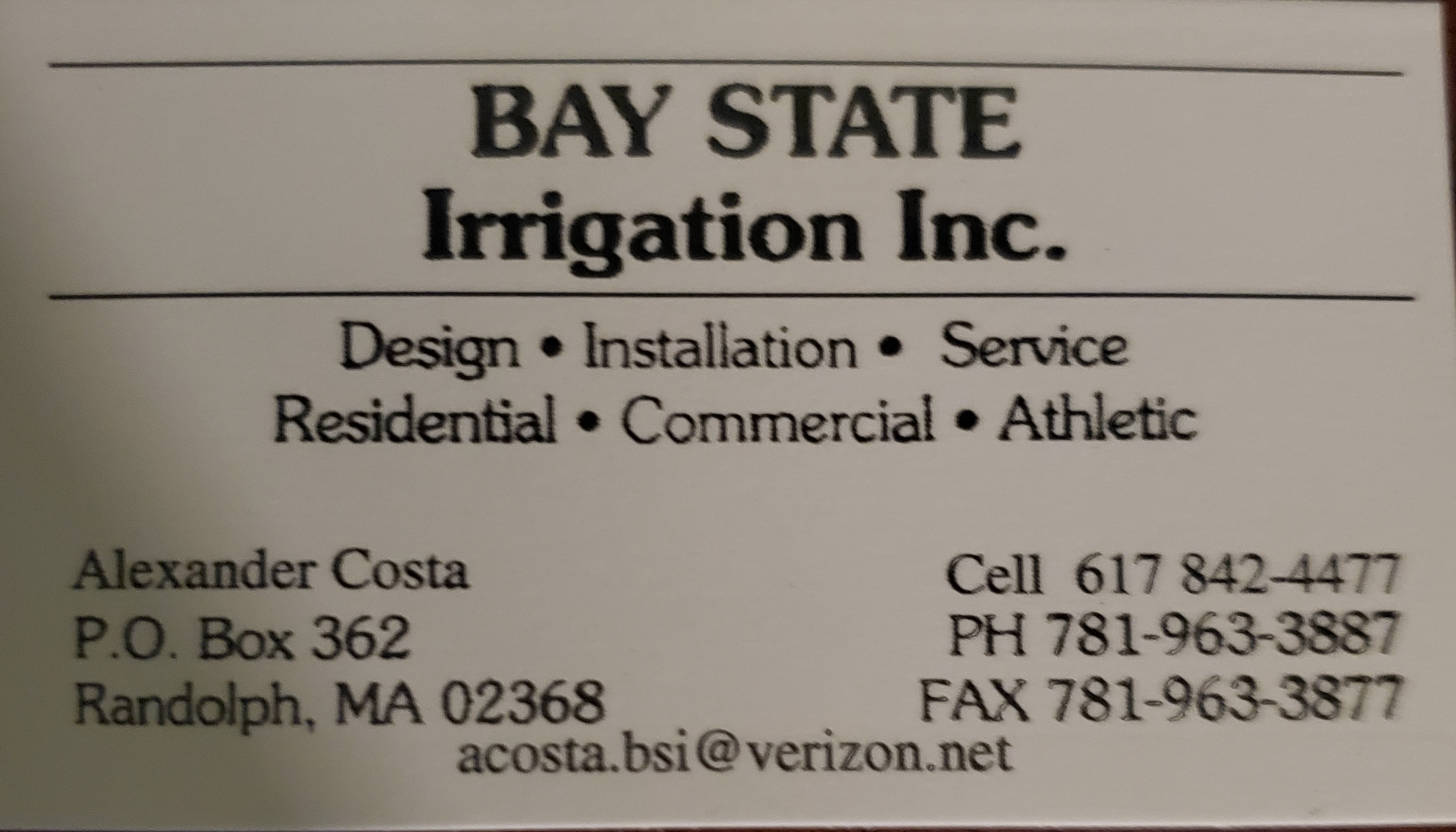 Bay State Irrigation Inc.